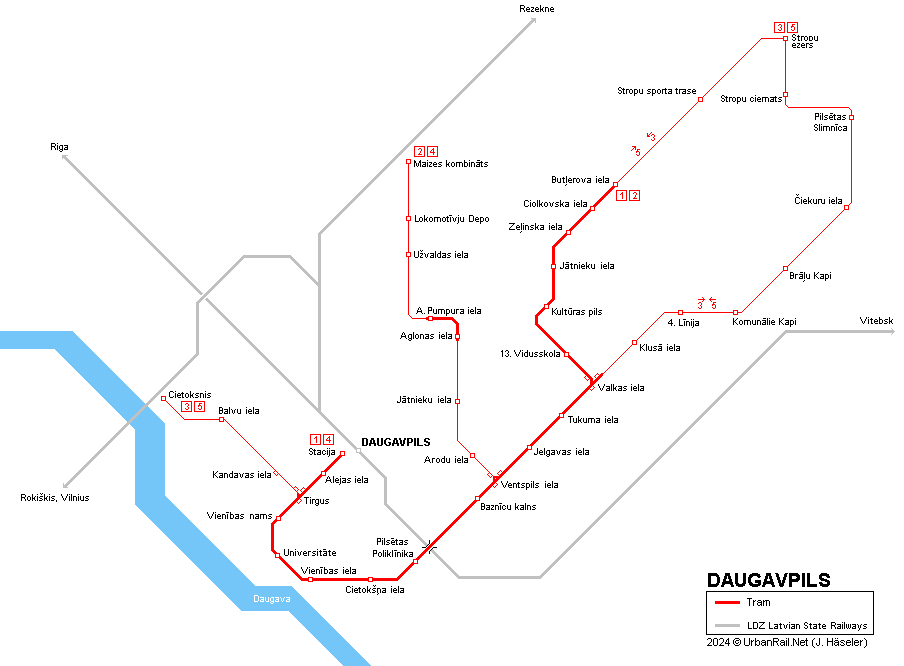 Daugavpils Tram Map