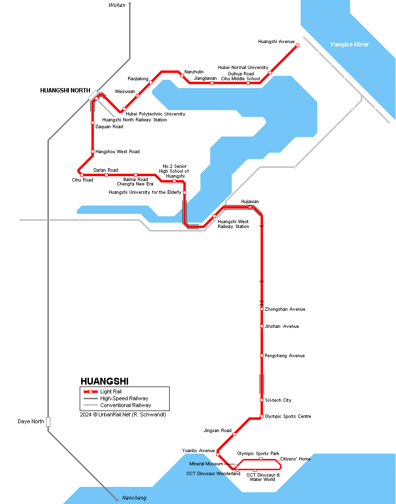 Huangshi tram map