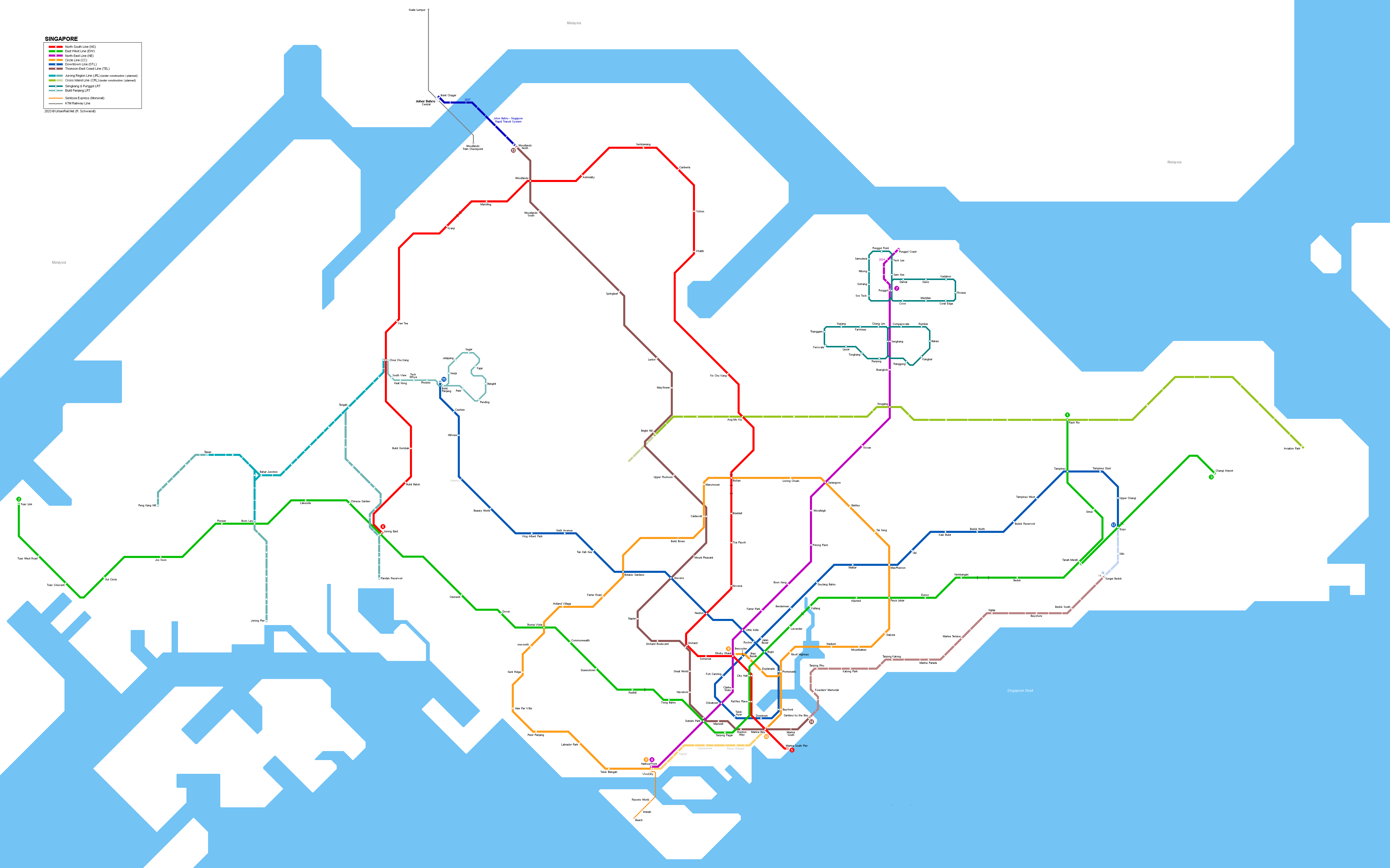 UrbanRail Net Singapore MRT And LRT Network Map