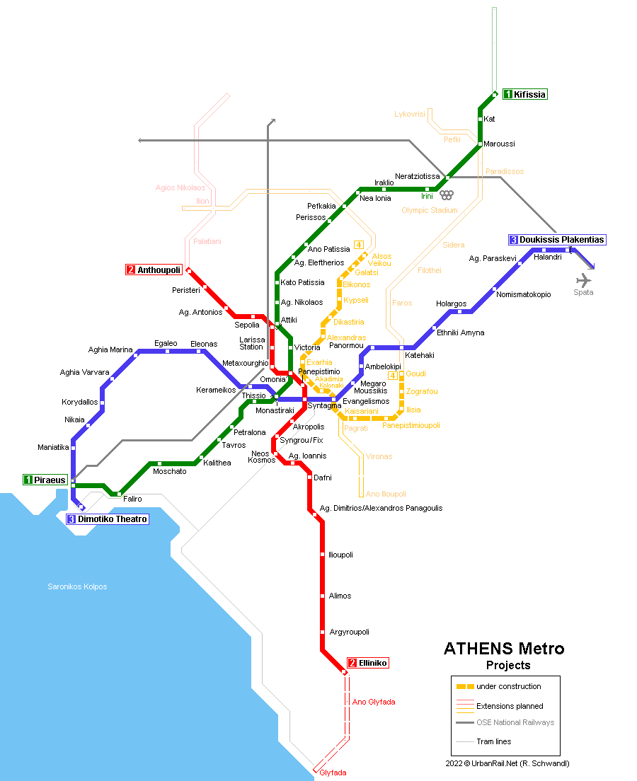Athens metro projects map