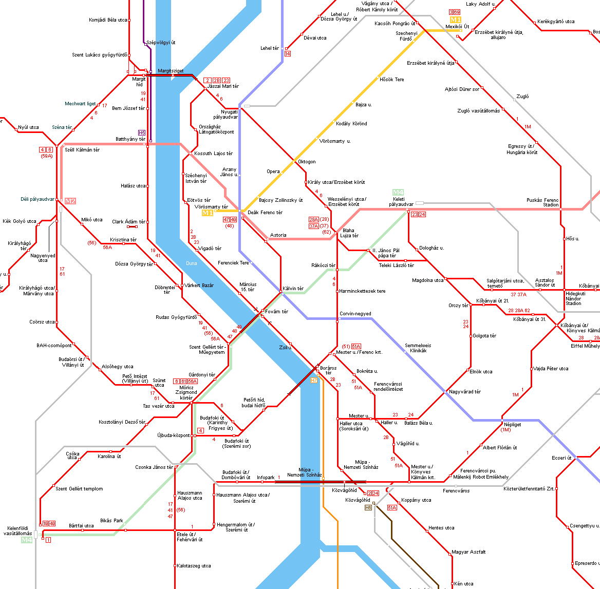 Budapest Tram Map