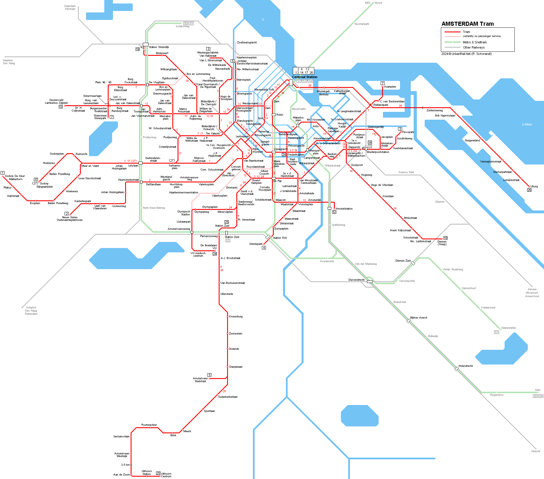 > Amsterdam Tram Map