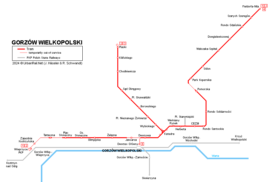 Gorzw Tram Map
