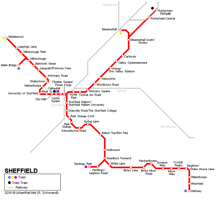 Sheffield tram map