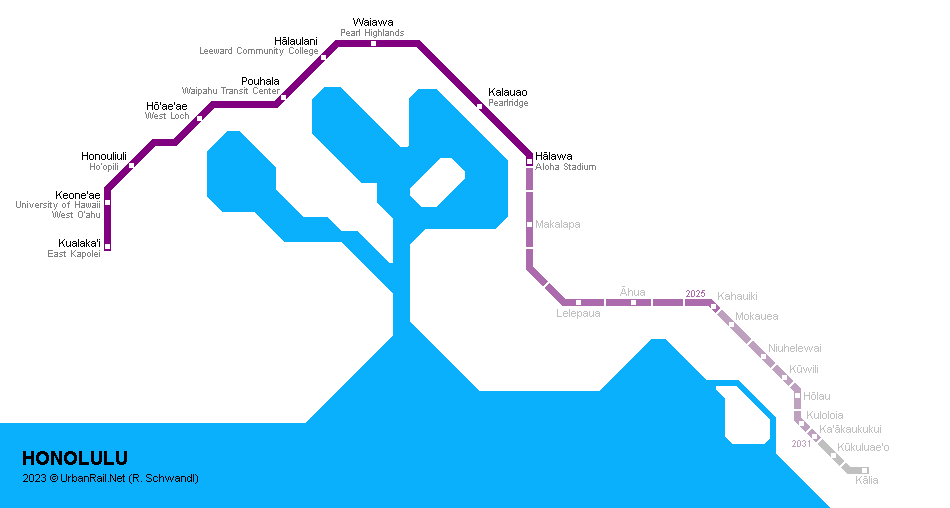 Honolulu rapid transit map