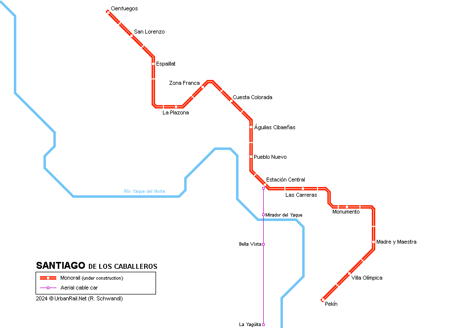 Santiago Monorail map