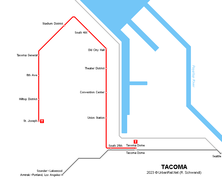 Tacoma Link (tram, streetcar) map