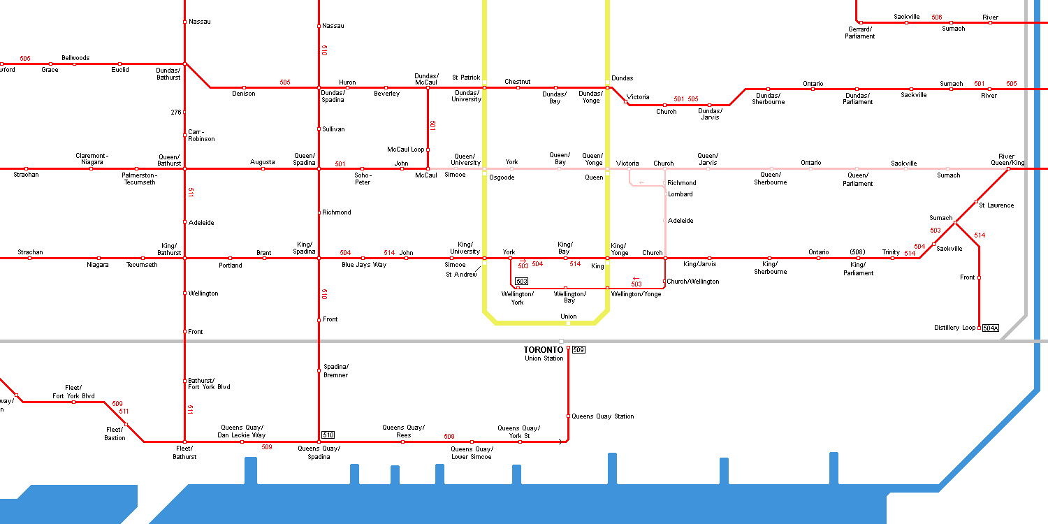 Toronto streetcar map - click to expand!
