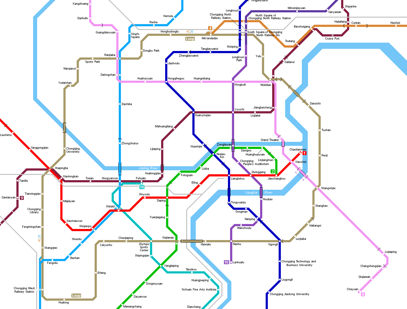 Chongqing Monorail Metro Map