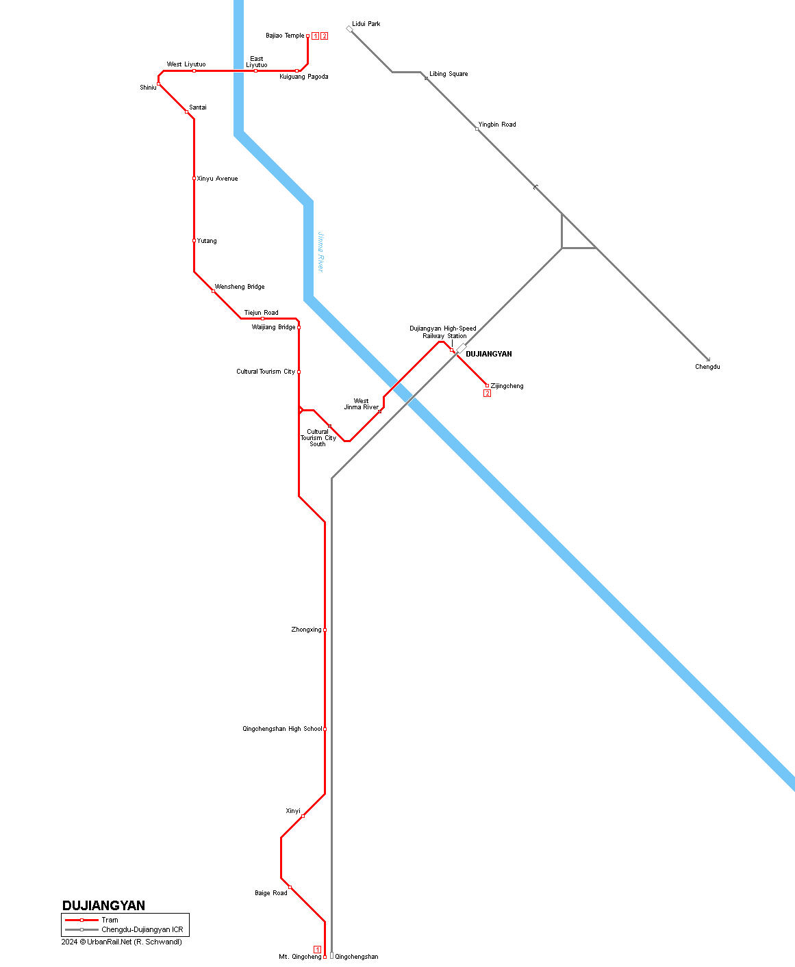 Dujiangyan tram map