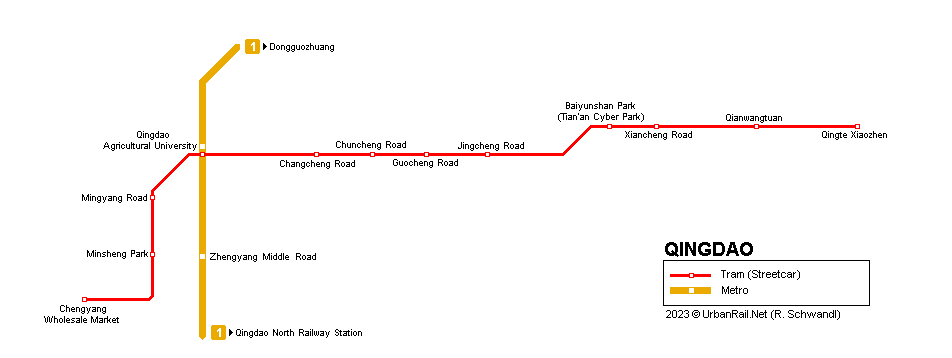 Qingdao Chengyang tram map