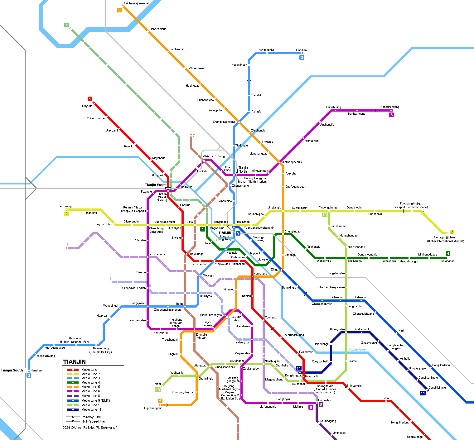 Tianjin Subway Map © UrbanRail.Net