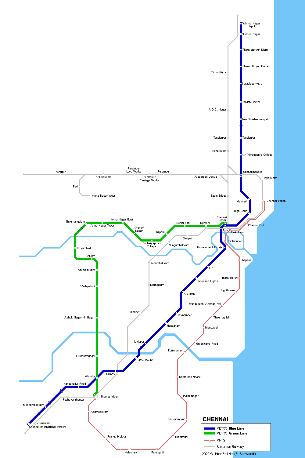 Chennai Metro Map © UrbanRail.Net