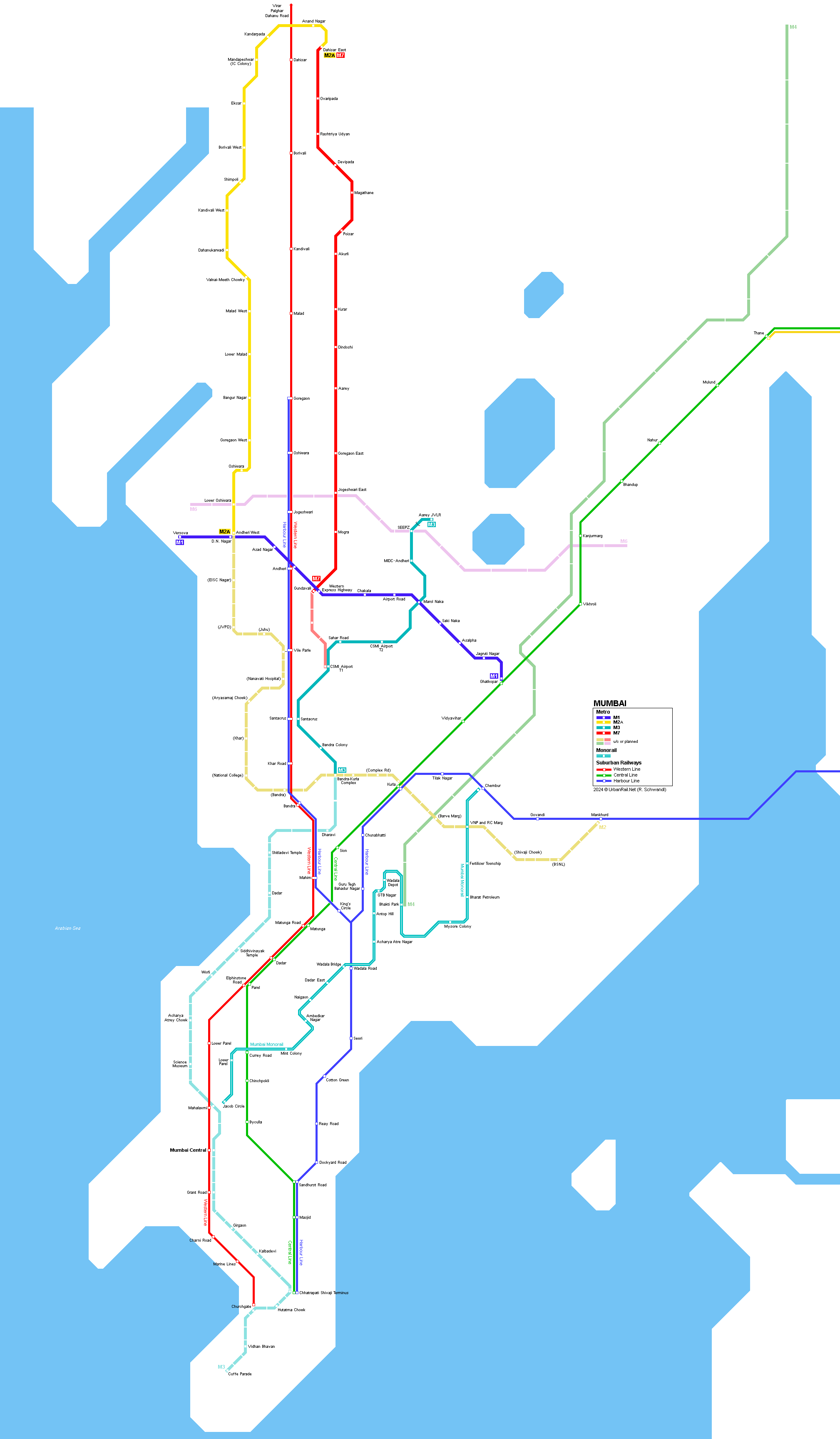 Mumbai Rail Network © UrbanRail.Net