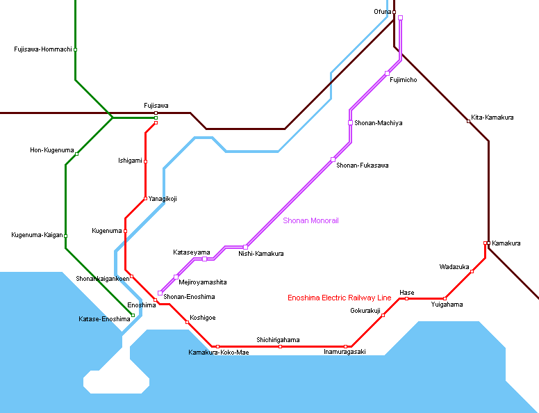 Shonan Streetcar and Monorail Map