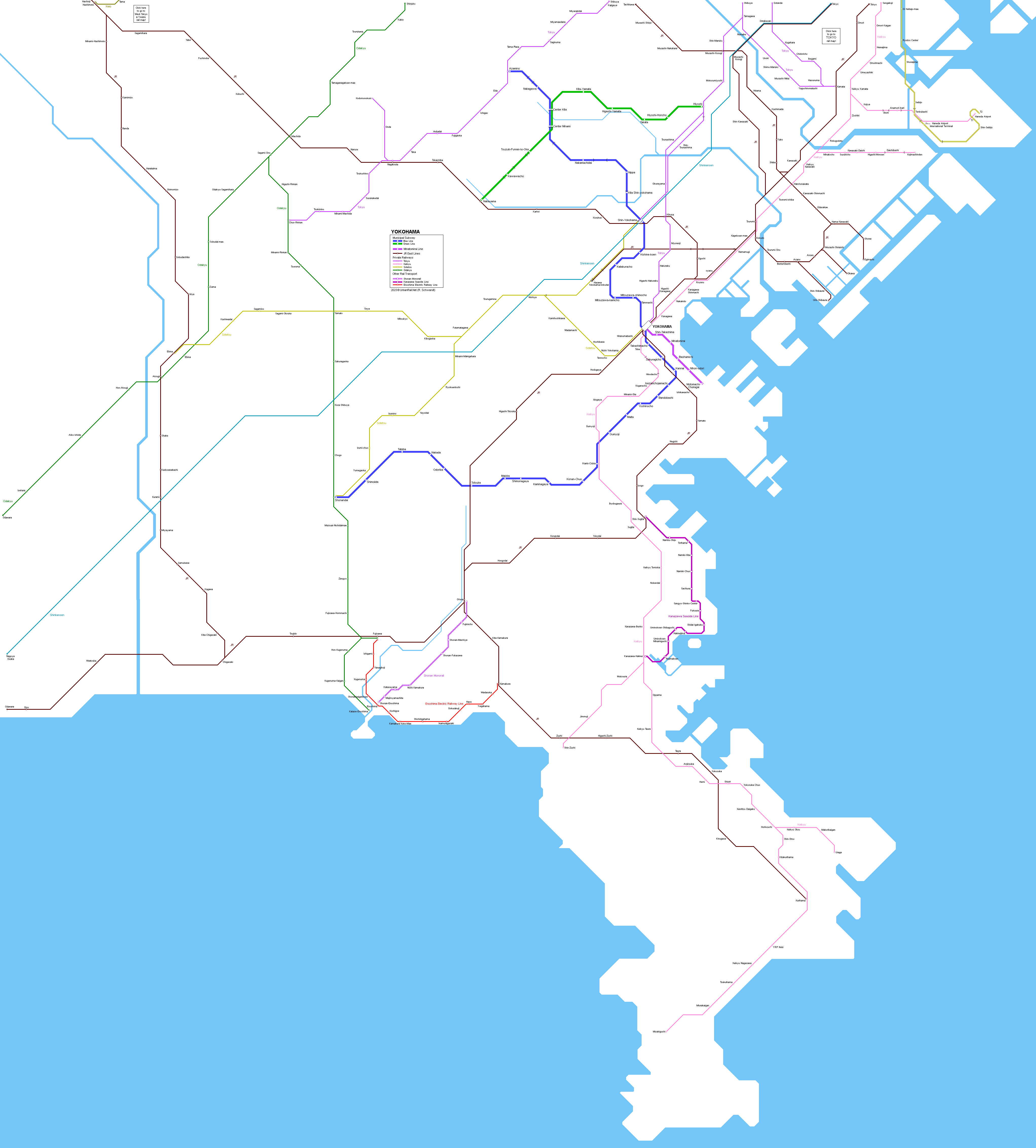 Yokohama area rail map