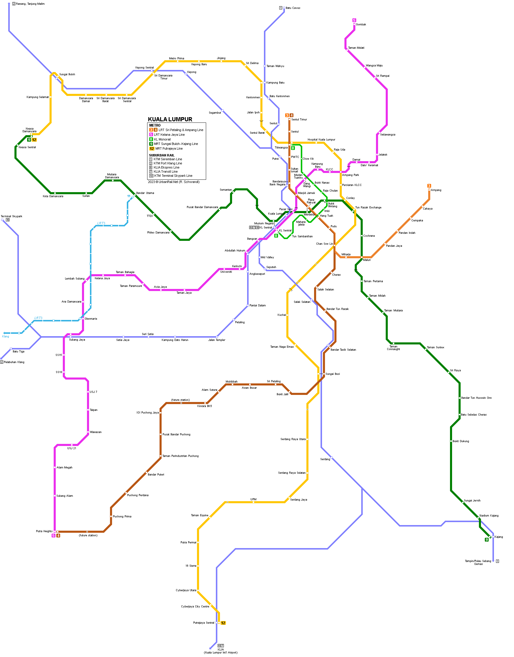 Kuala Lumpur urban rail map