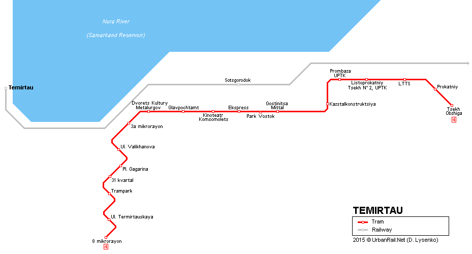 Temirtau Tram Map