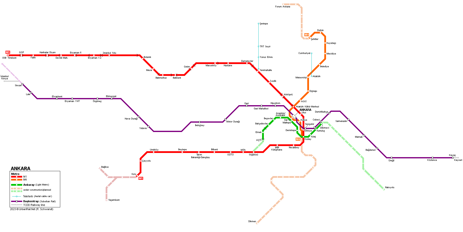 ANKARA Metro Map © UrbanRail.Net