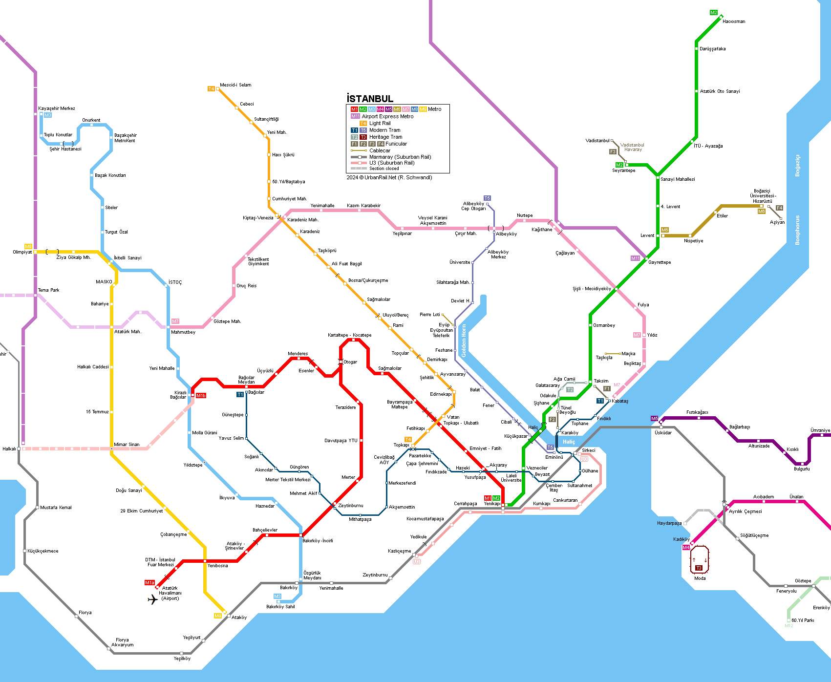 Istanbul metro tram map