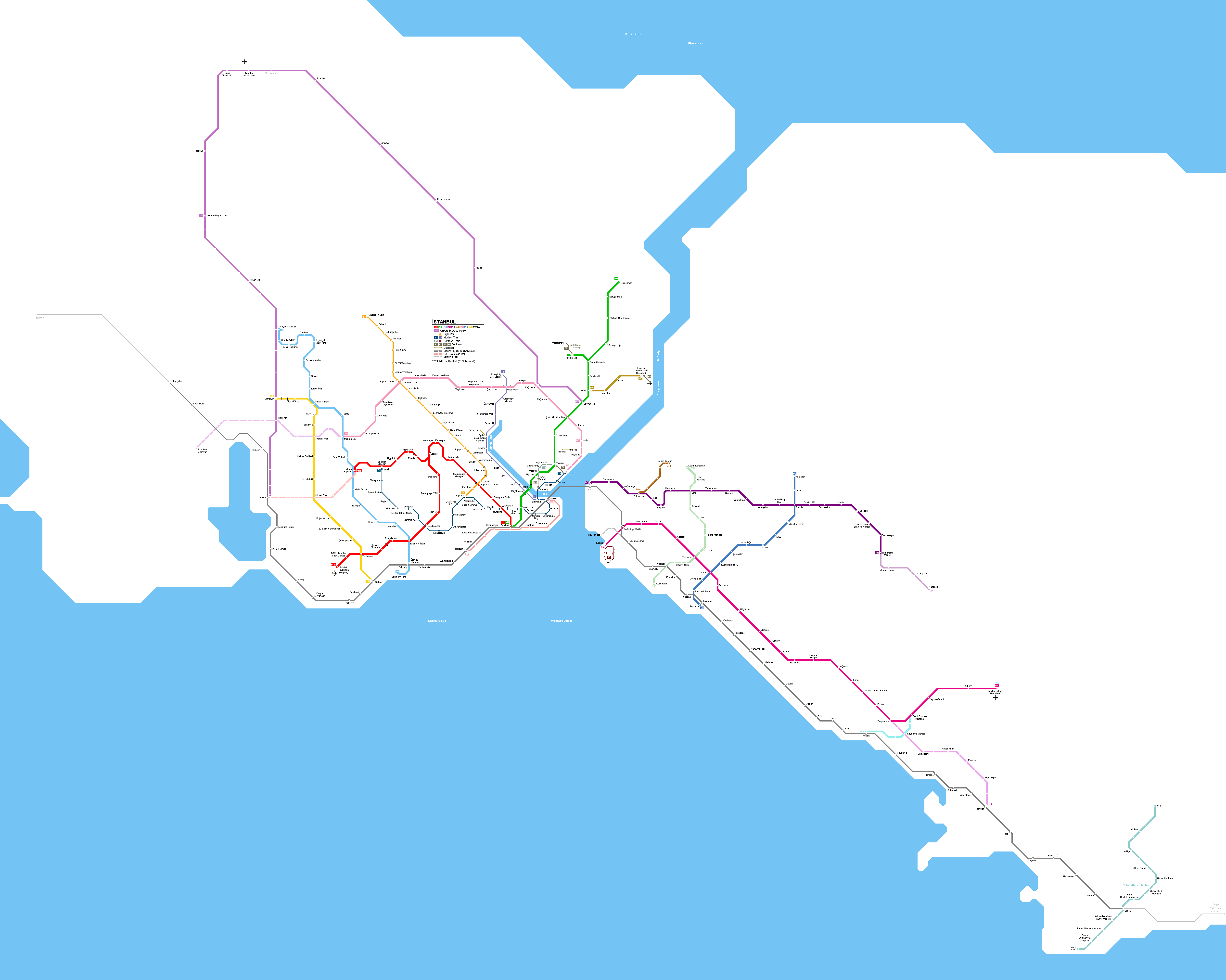 Istanbul urban rail map