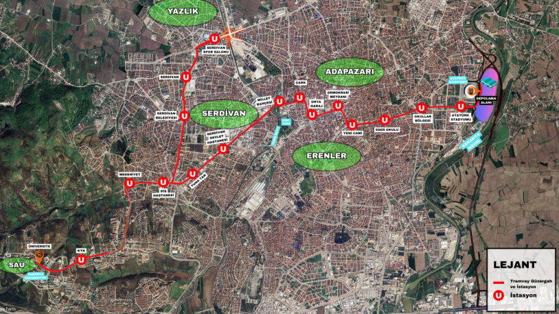 Sakarya tram map