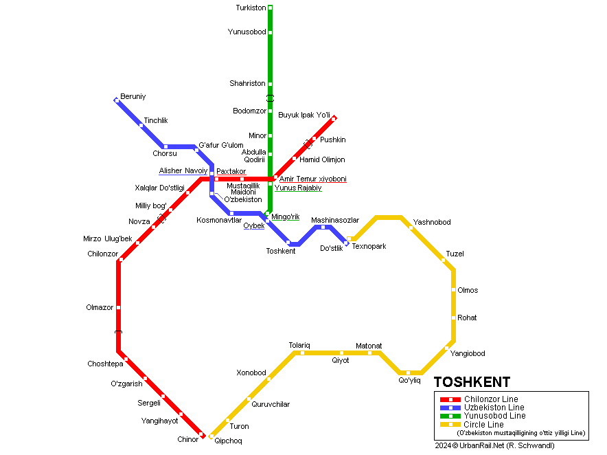 Toshkent Metro Map © R. Schwandl