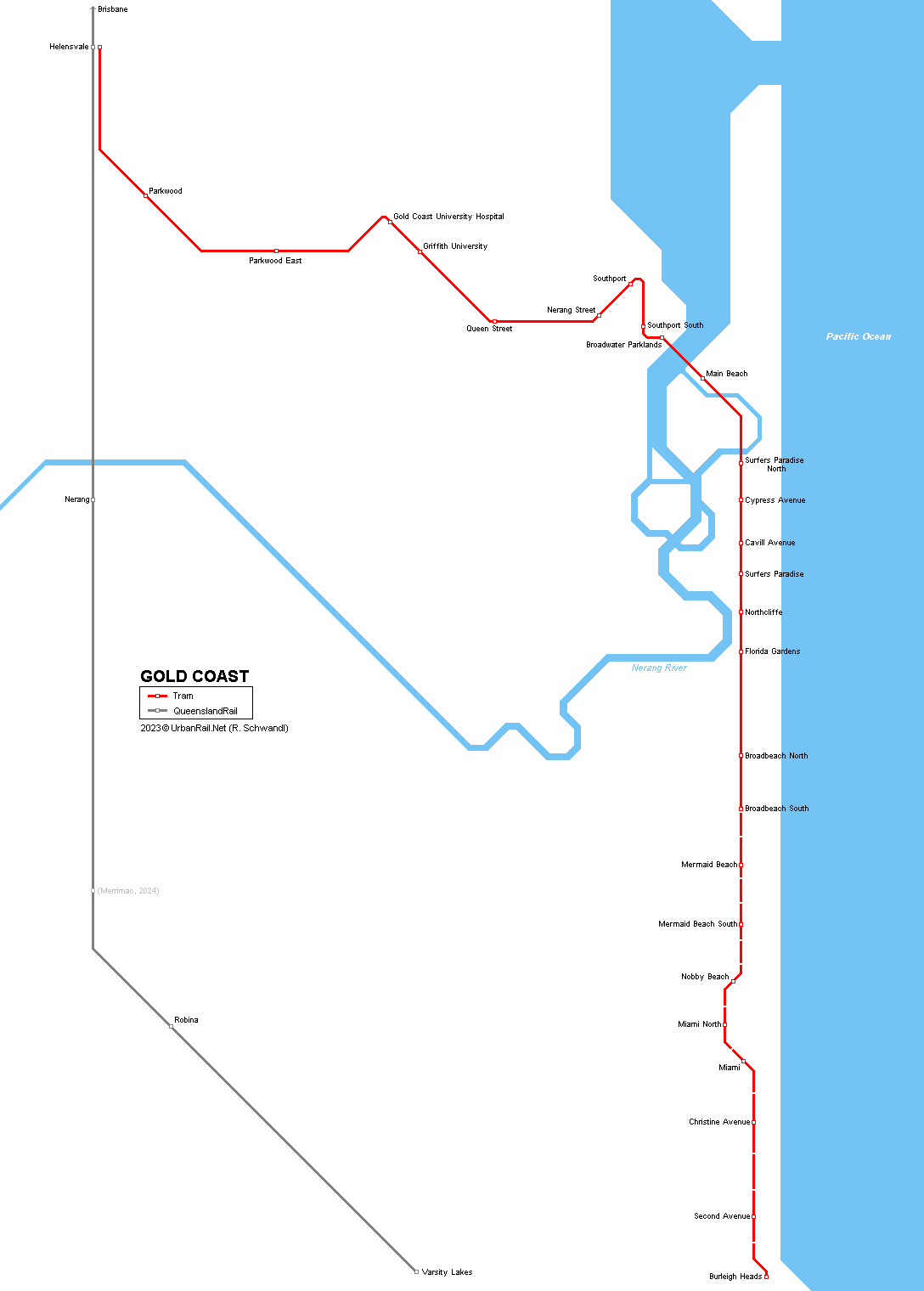 Gold Coast Light Rail Map © UrbanRail.Net