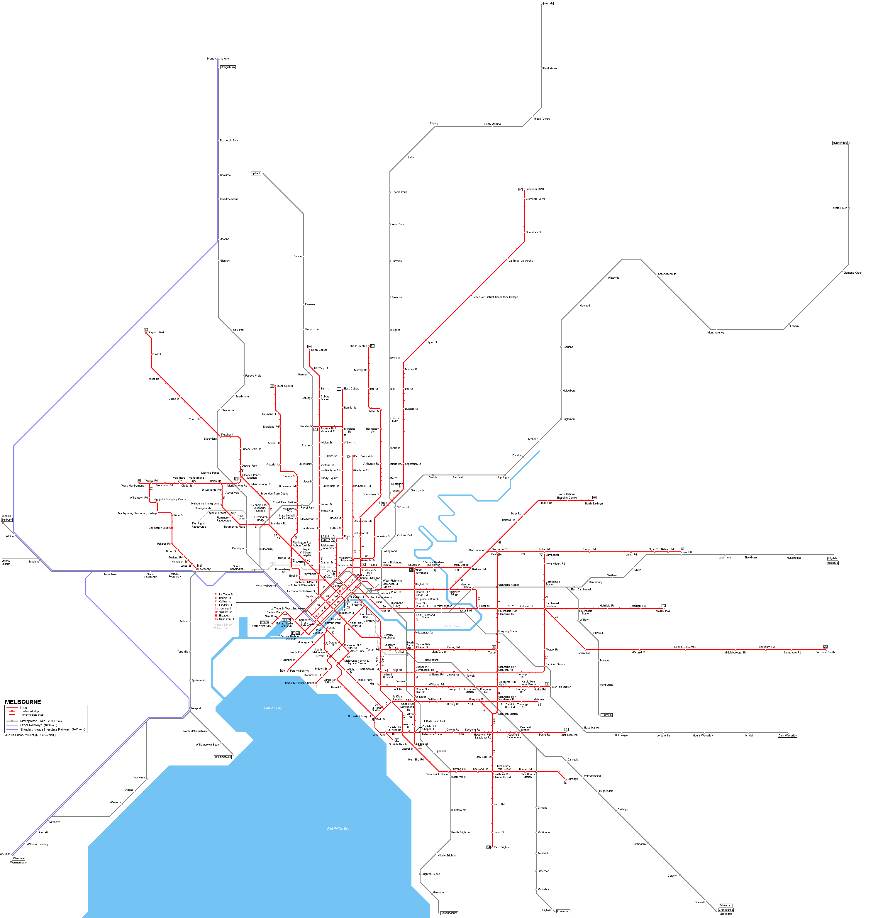 Melbourne Tram Train Map