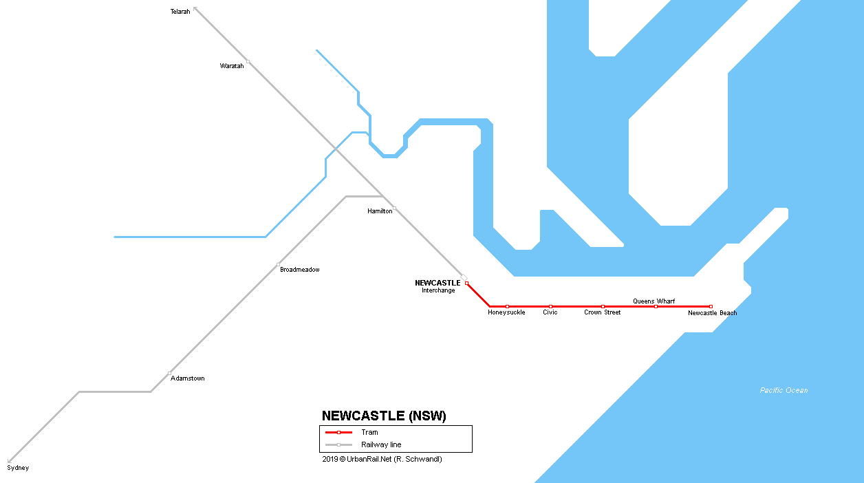 Newcastle NSW light rail map