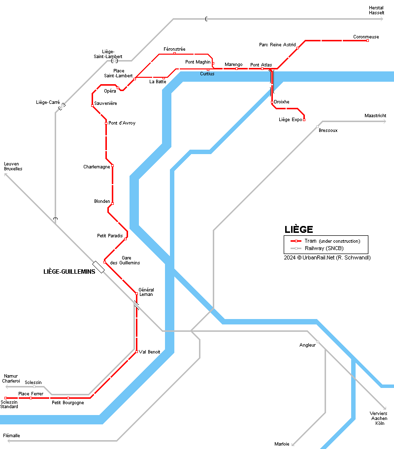 Liège tram map