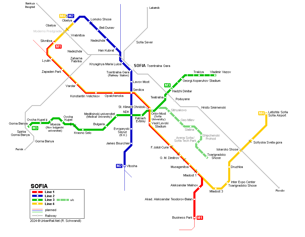 Sofia Metro Map © R. Schwandl