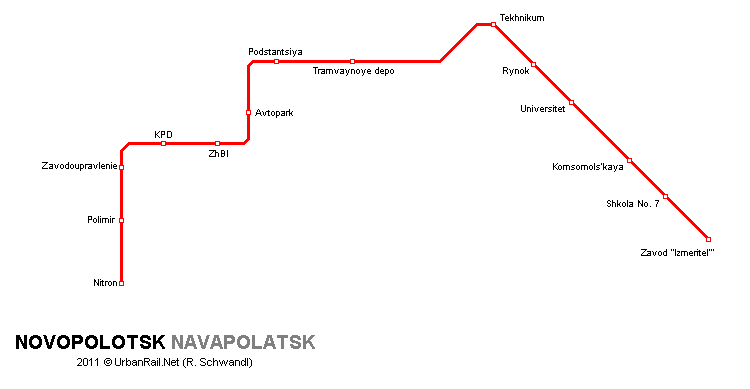 Navapolatsk Novopolotsk Tram Map