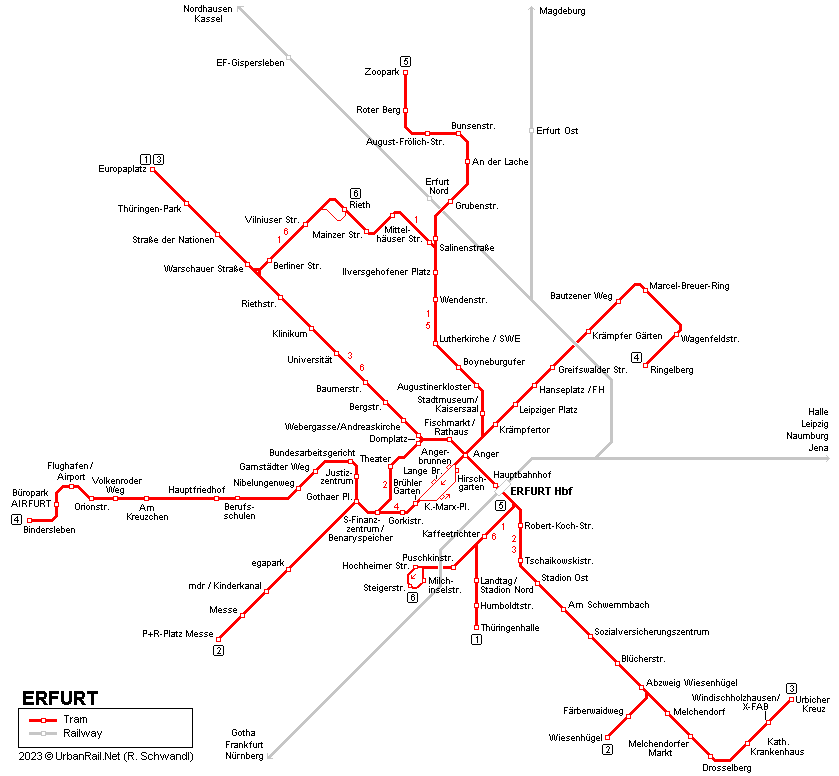 Erfurt Tram Map