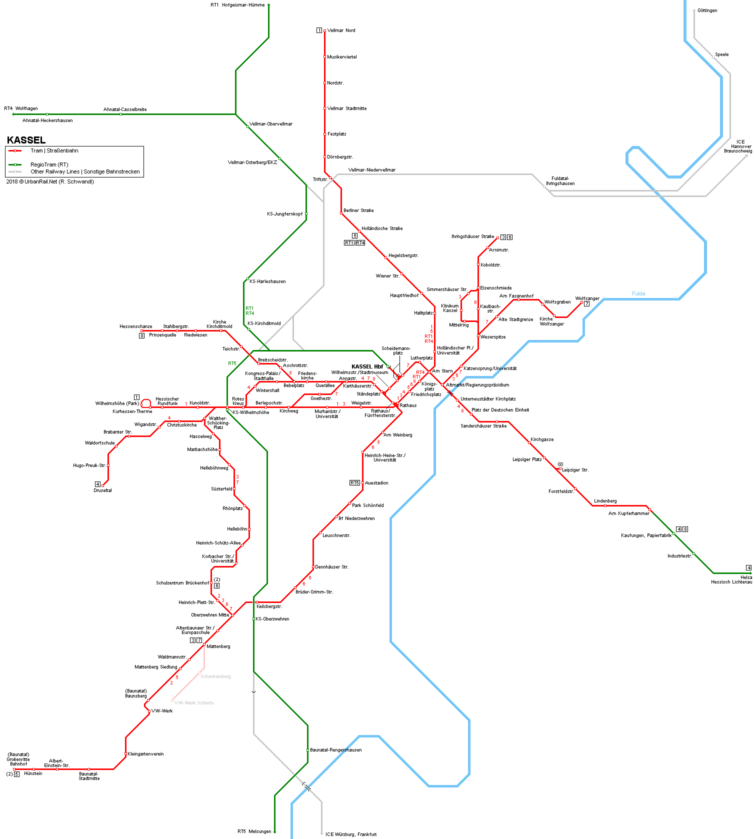 Kassel tram map