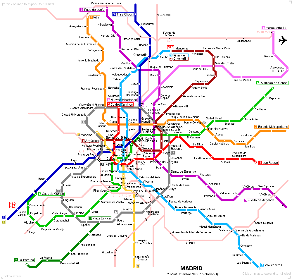 Madrid Metro Map © R. Schwandl