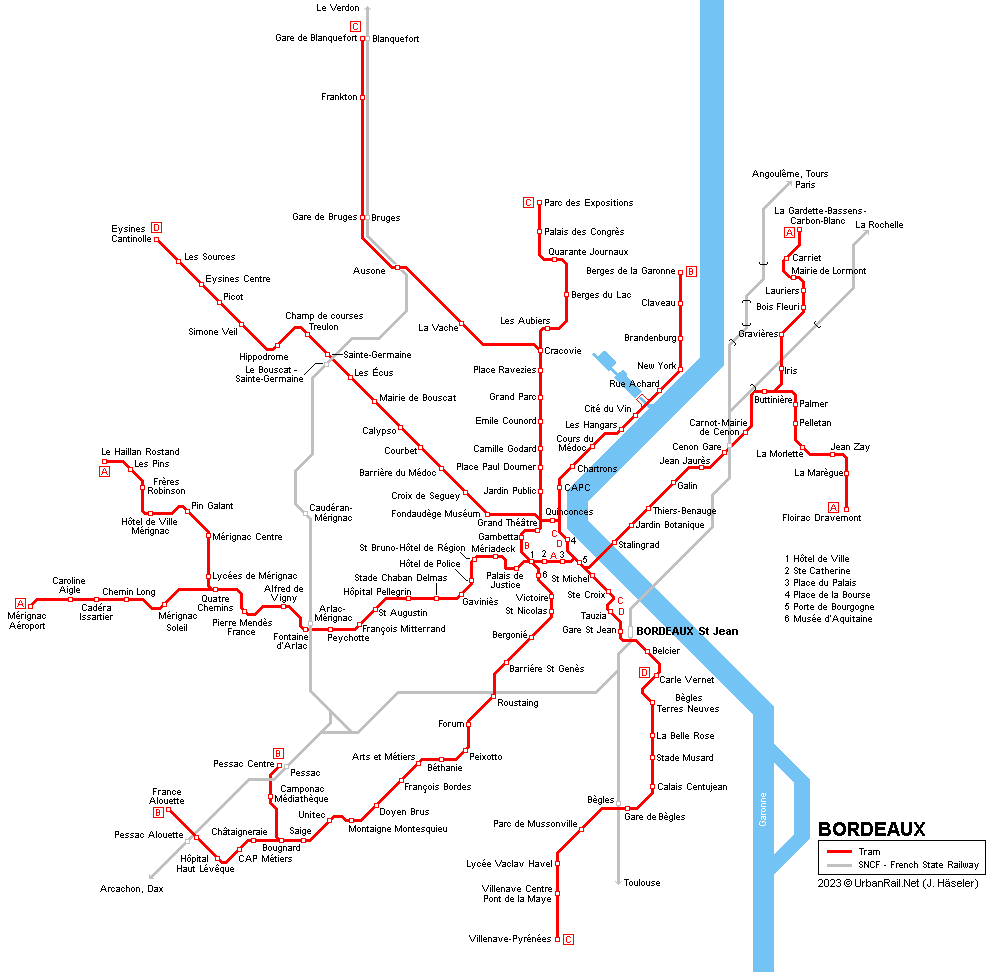 Bordeaux Tram Map
