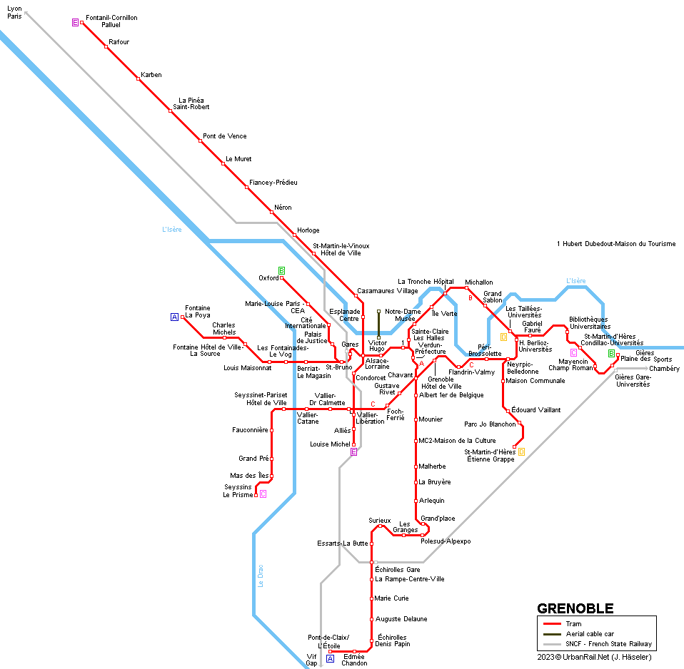 Grenoble Tram Map