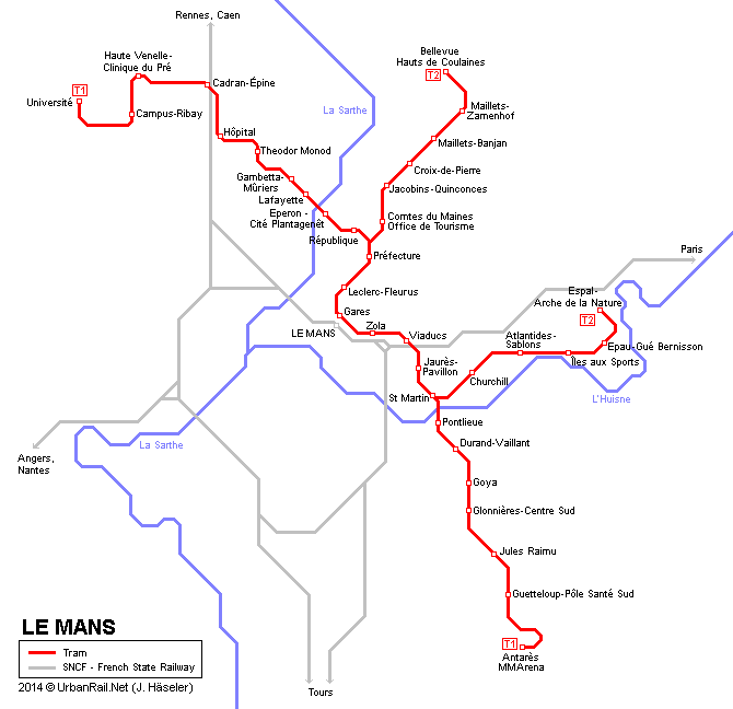 Le Mans Tram Map