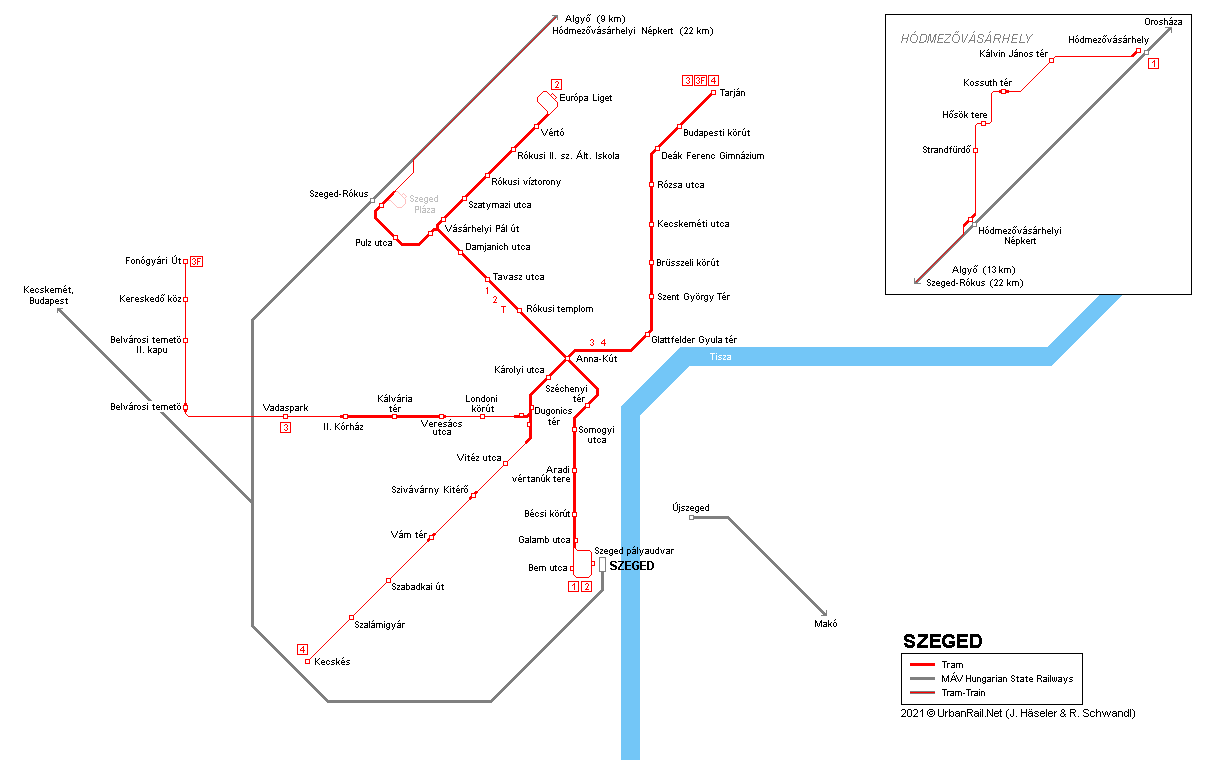 Szeged Tram Map