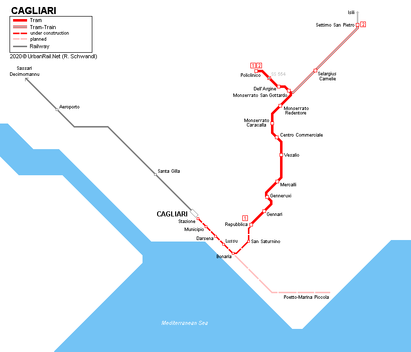 Cagliari Tram Map © R. Schwandl