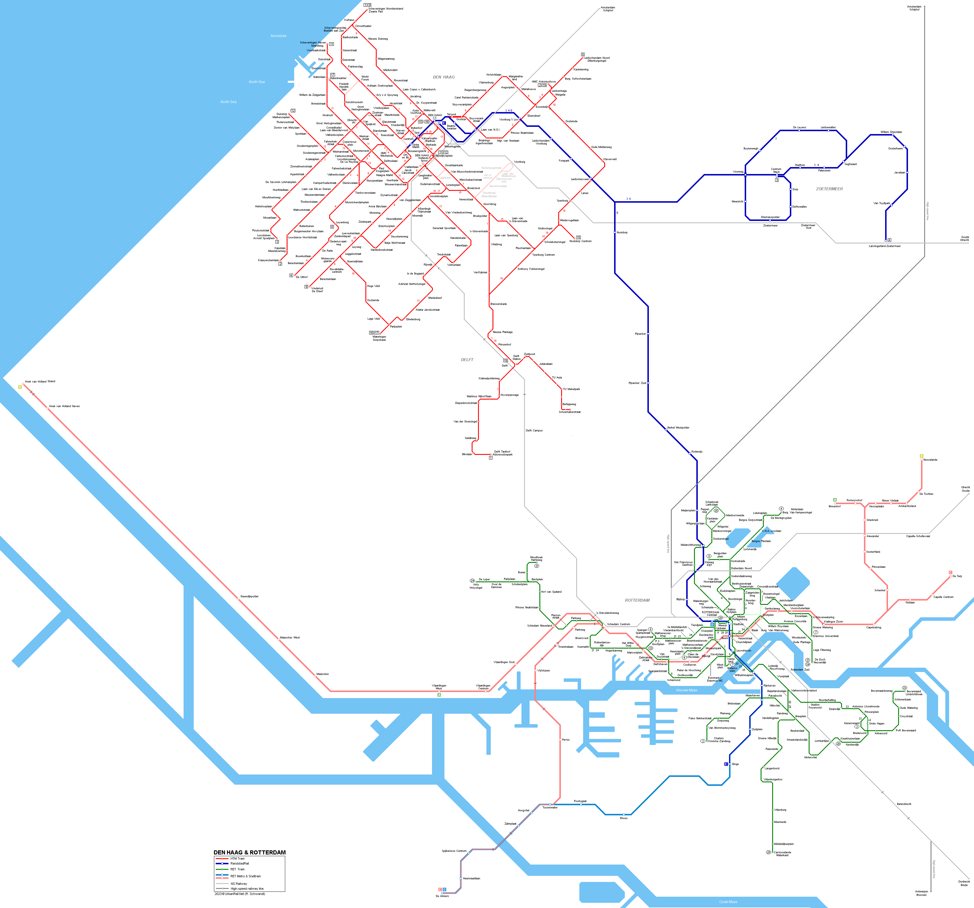 Rotterdam Den Haag Tram and Metro Map