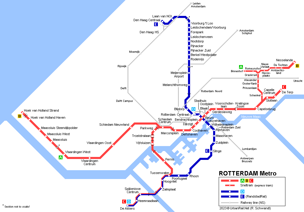 Rotterdam Metro Map 2003 © UrbanRail.Net
