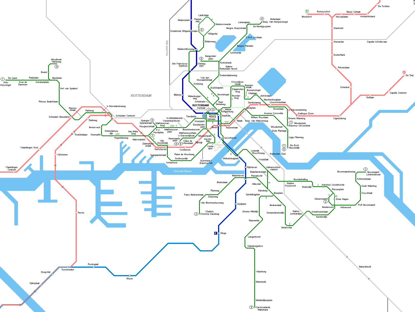 Rotterdam Tram Map