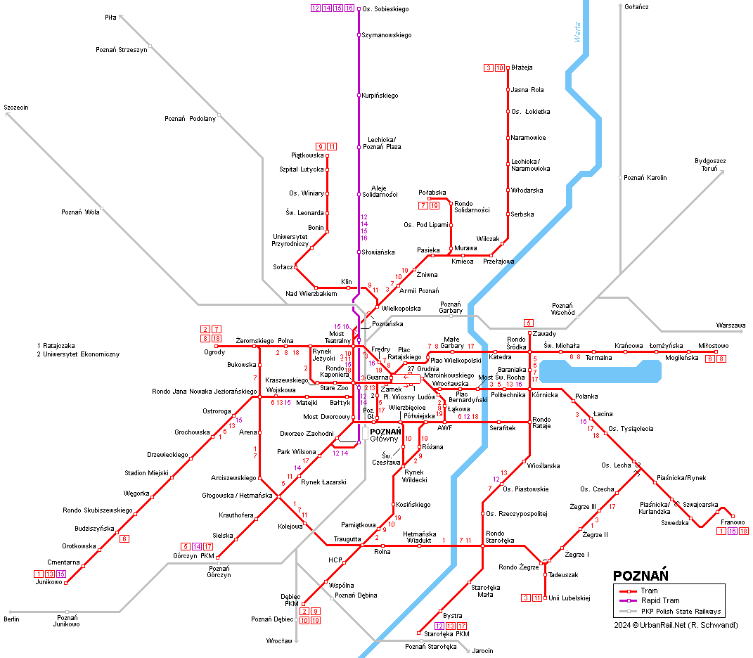 Poznan Tram Network Map