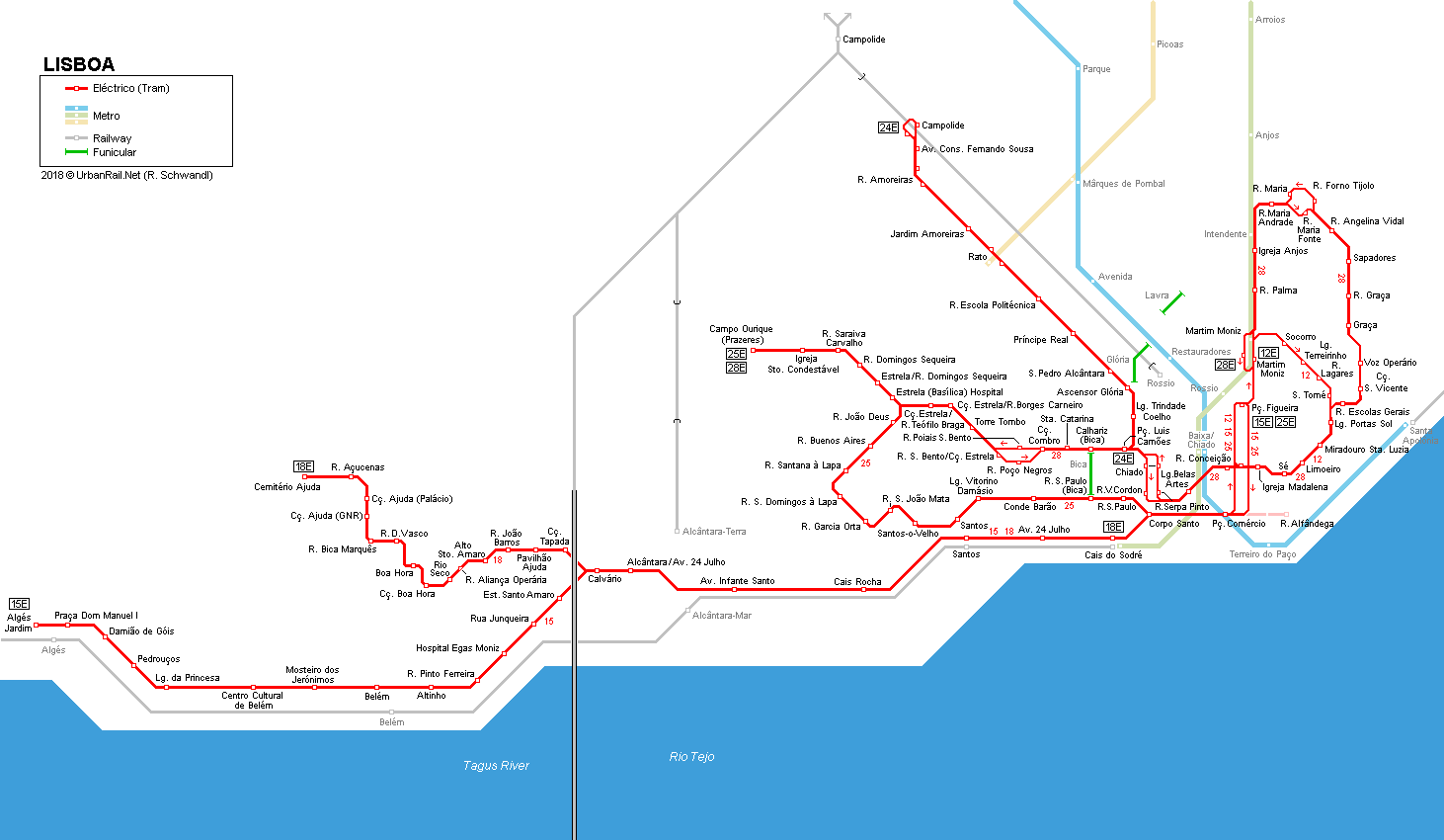 Lisbon Tram Map - Lisboa Mapa Eléctricos
