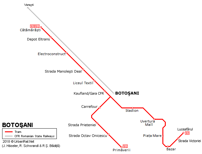 Botosani Tram Network Map