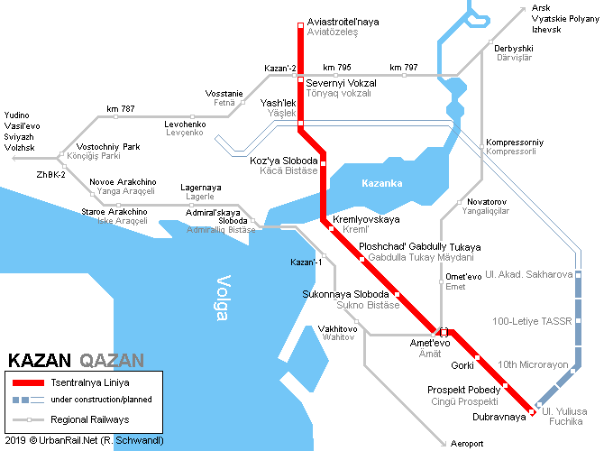 Kazan Metro Map © 2005 UrbanRail.Net (R. Schwandl)