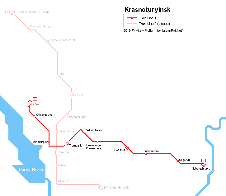 Krasnoturyinsk tram map