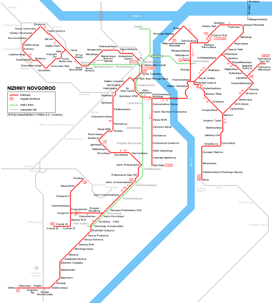 Nizhniy Novgorod tram map